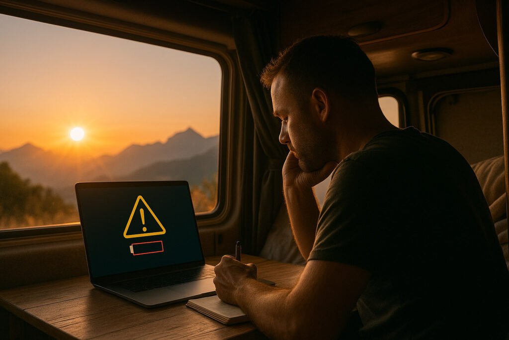 Easy Vanlife Writer Power Setup: power getting low.